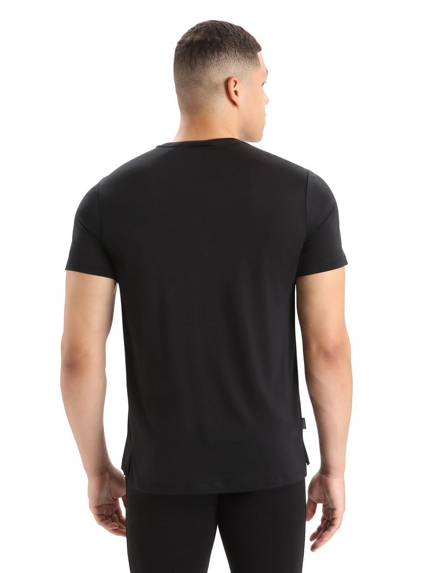 Men's Icebreaker Merino Sphere II Short Sleeve T Shirts Black | CA 1792XYUF